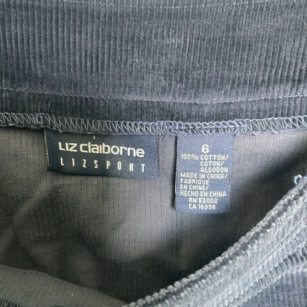 Liz Claiborne Liz Sport Size 6 Navy Corduroy Cotton Skirt prep office classic